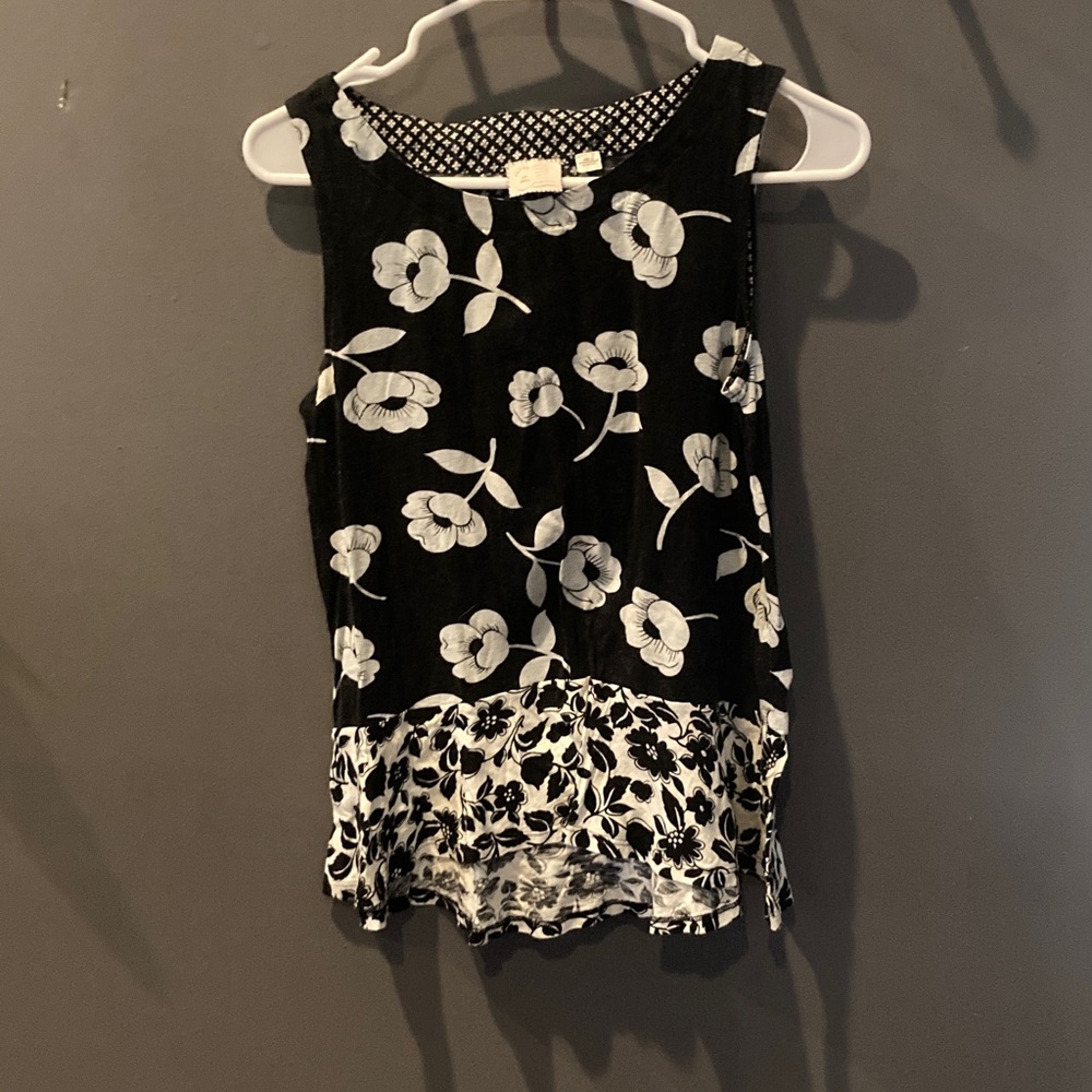 Anthropologie size small floral sleeveless cotton blend top great condition